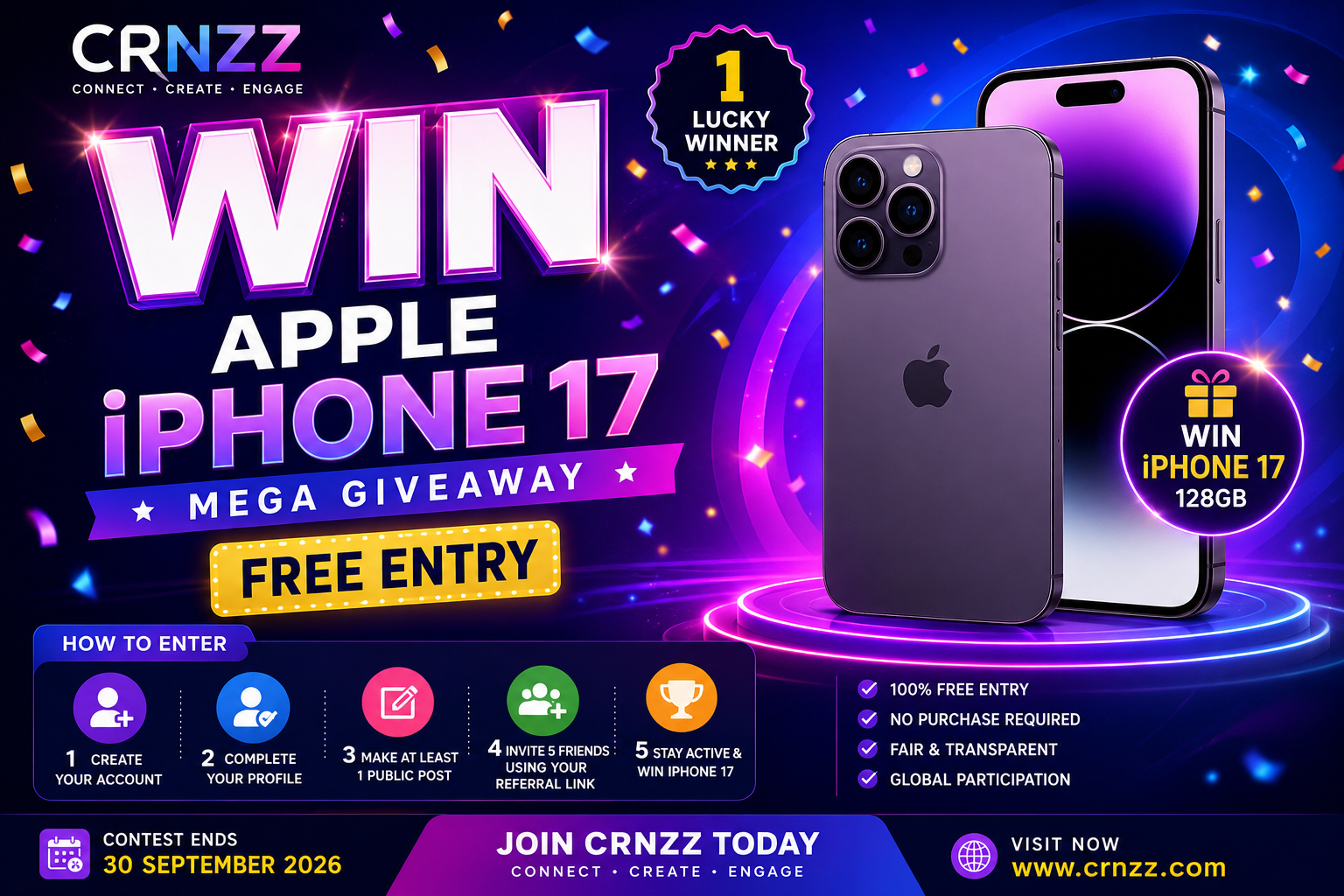 CRNZZ Mega iPhone 17 Giveaway